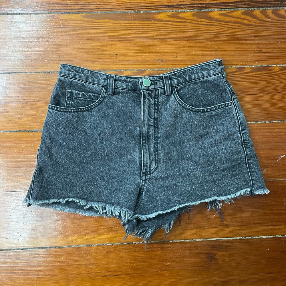 Rachel Comey Black High-Rise Raw Hem Black Denim Jean Shorts - Size 2